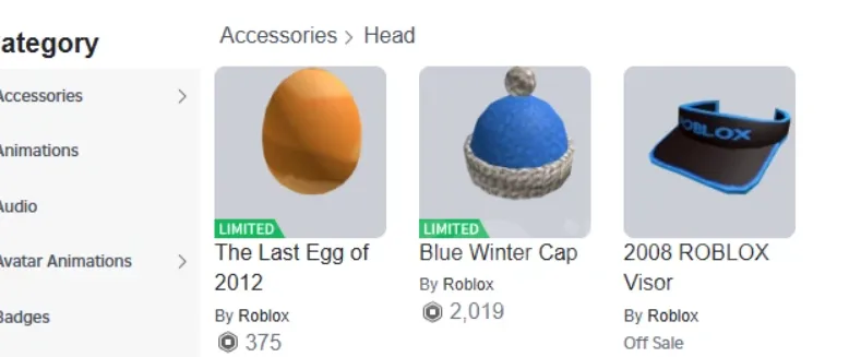RBL2890 Roblox 2008 CrimsonChaos Account 2.4K RAP Blue Winter Cap The Last Egg of 2012 2008 ROBLOX Visor (G)